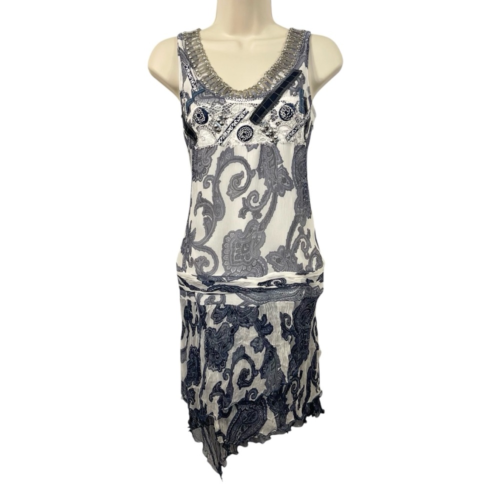 Bleu Blanc Rouge Silk Dress with Metal Hardware Accents